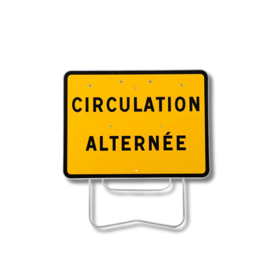 Panneau temporaire KC1 800x600 Classe 1 ''Circulation alternée'' sur pied lyonnais