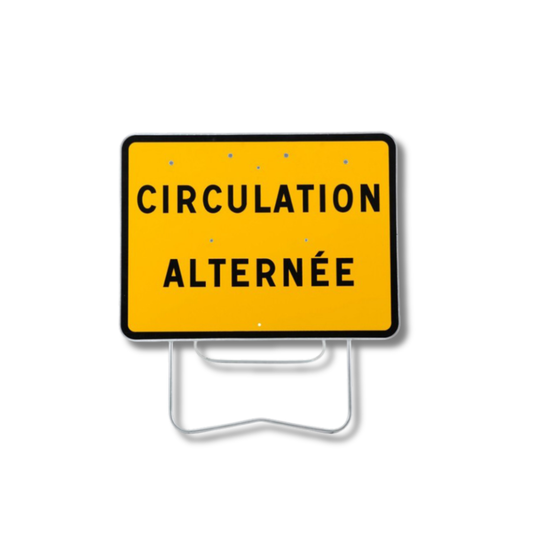 Panneau temporaire KC1 800x600 Classe 1 ''Circulation alternée'' sur pied lyonnais